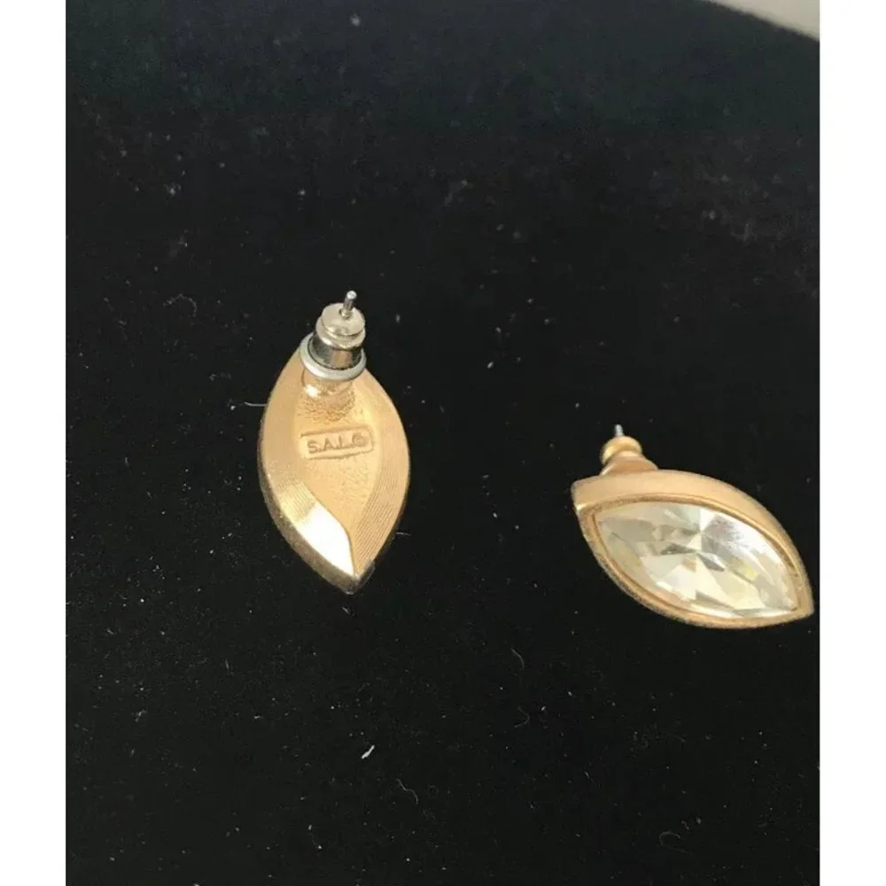 Vintage Goldtone & Crystal‎ Post Earrings